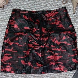 Camo Leather Skirt